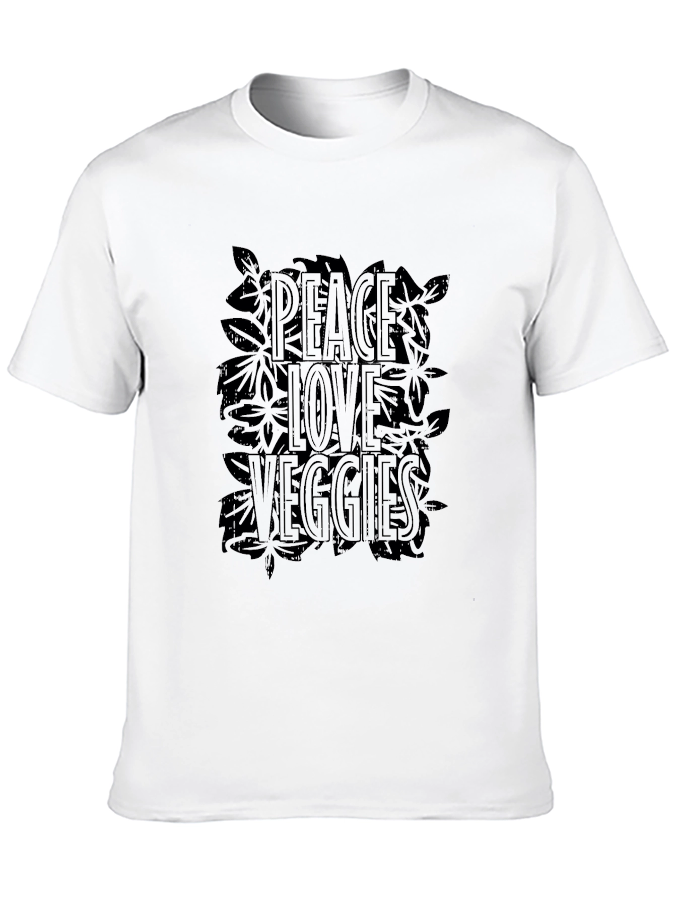 Peace Love Veggies Graphic Black T-Shirt