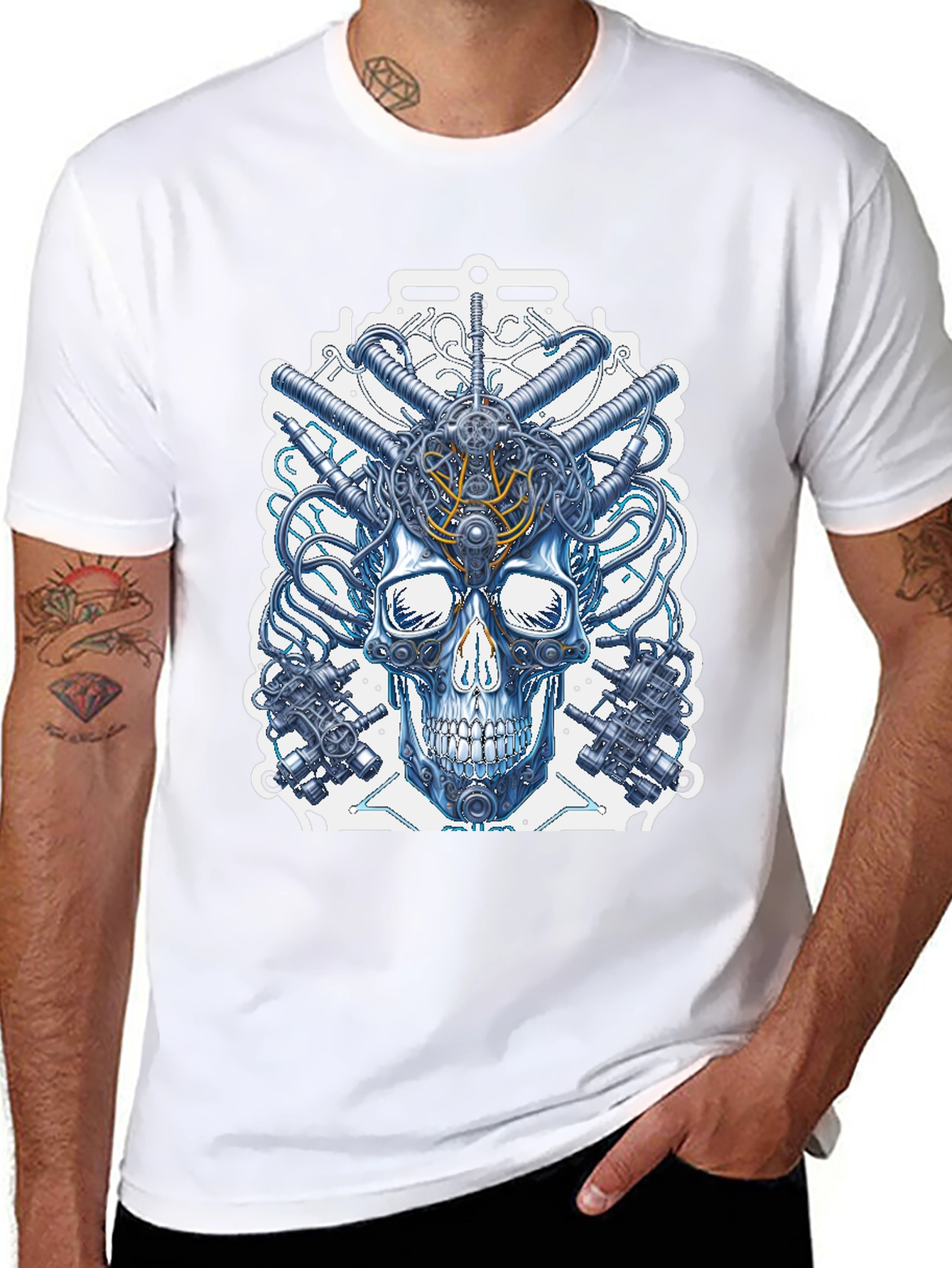 Steampunk Skull T-Shirt - Mechanical Design