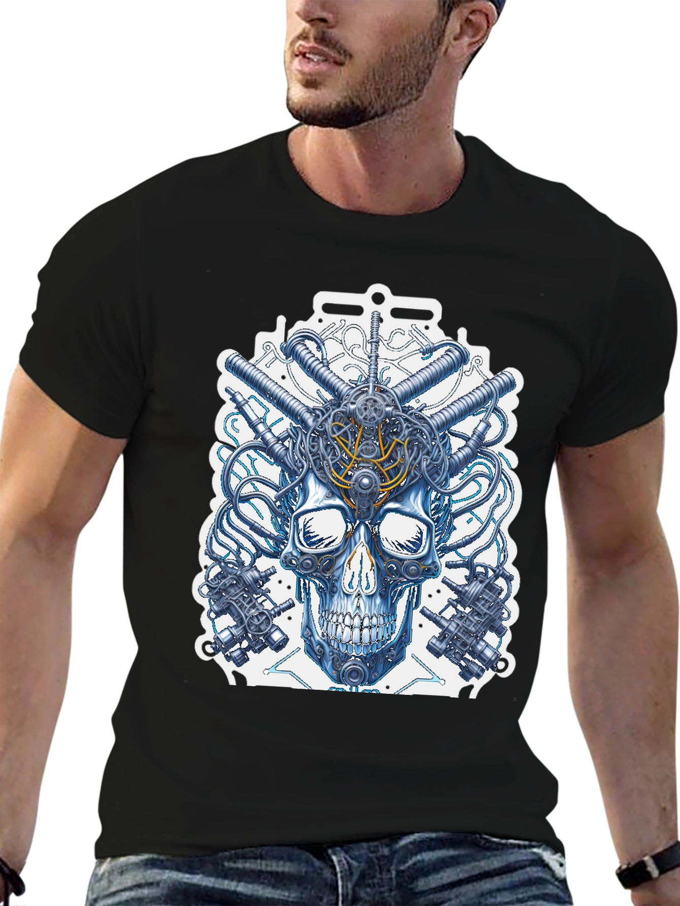 Steampunk Skull T-Shirt - Mechanical Design
