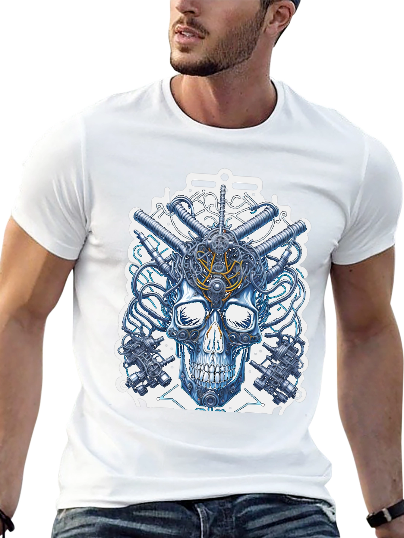 Steampunk Skull T-Shirt - Mechanical Design