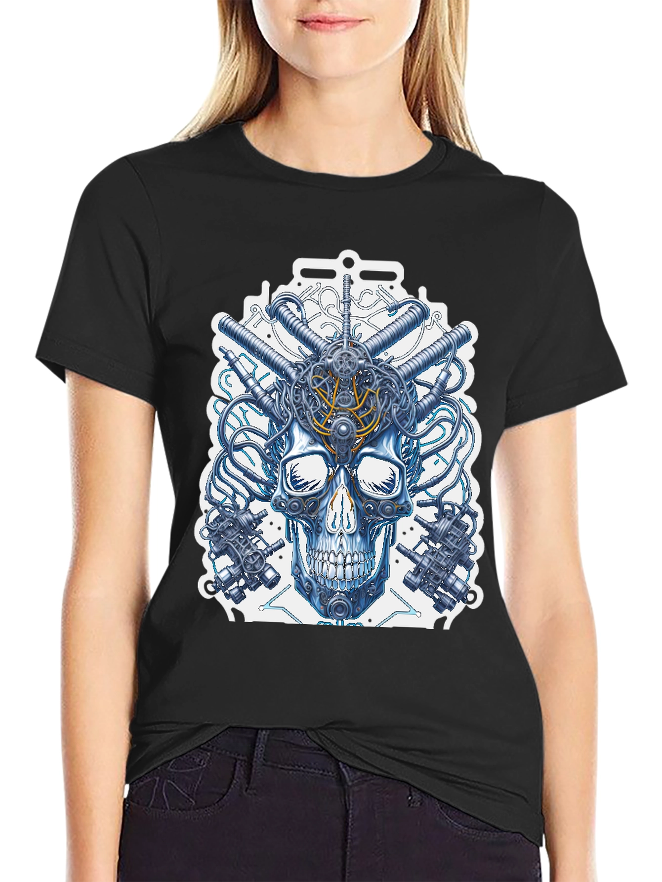 Steampunk Skull T-Shirt - Mechanical Design