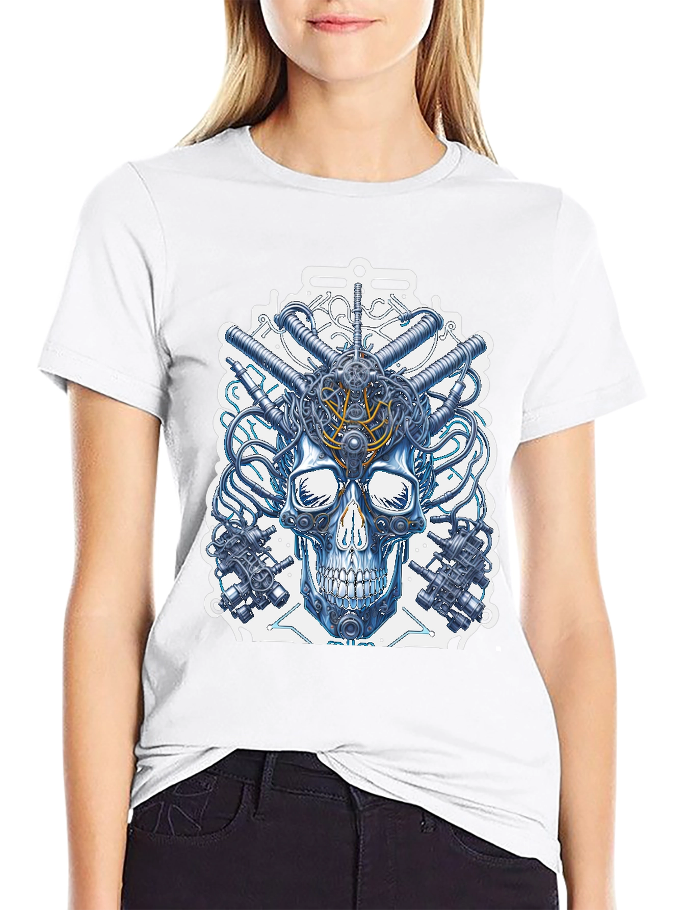 Steampunk Skull T-Shirt - Mechanical Design