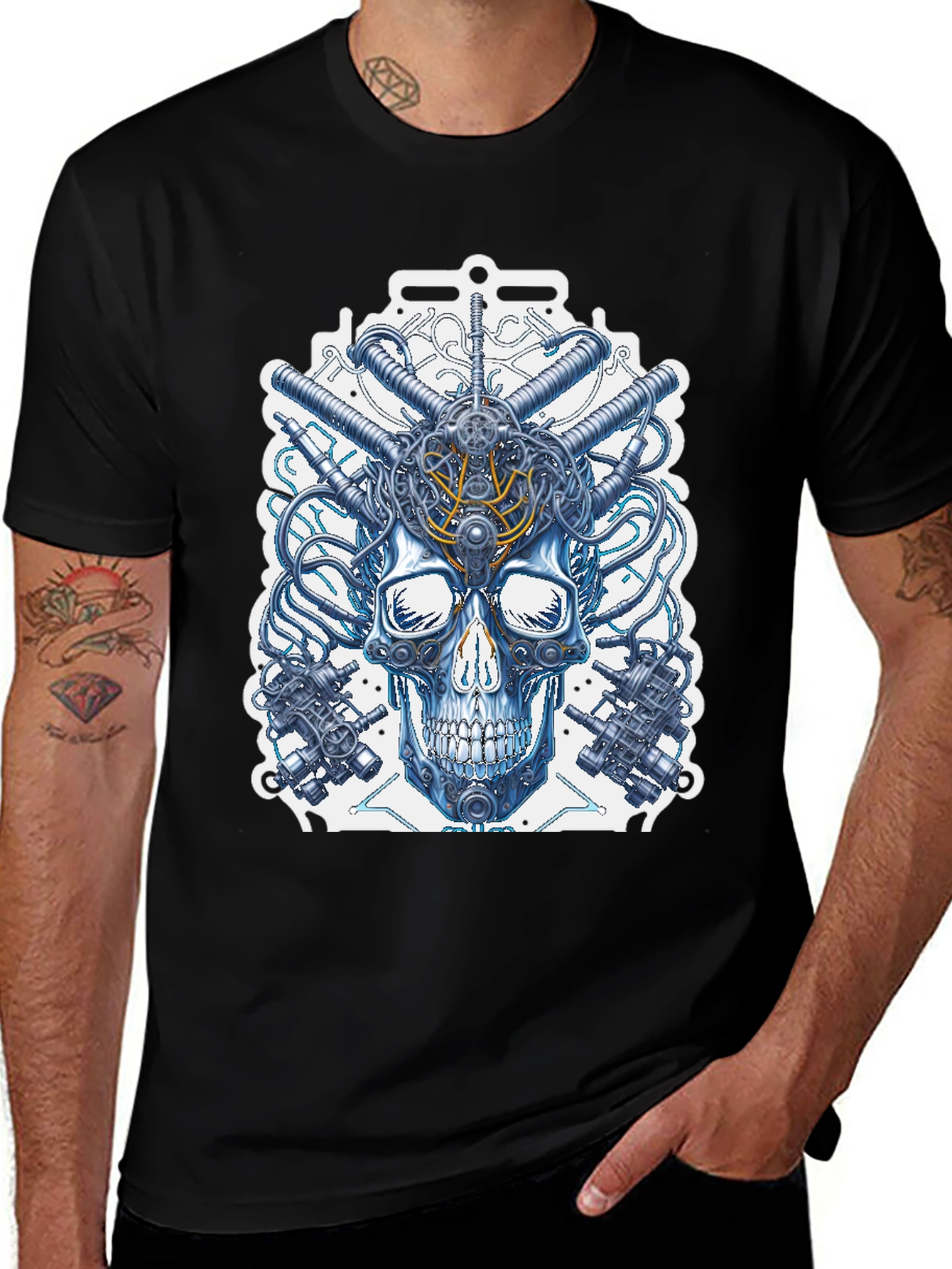 Steampunk Skull T-Shirt - Mechanical Design