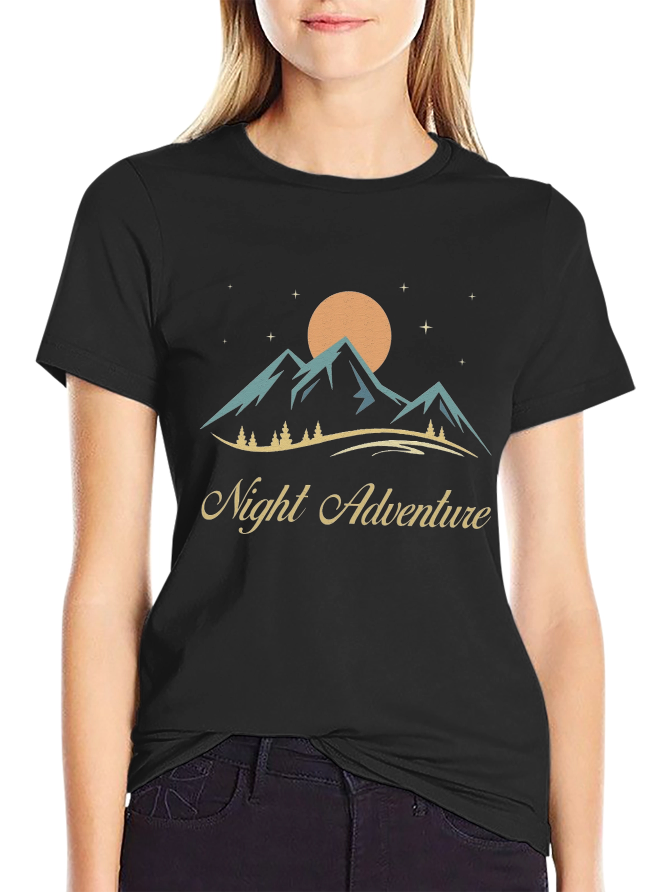 Night Adventure Graphic Tee - Mountain Design