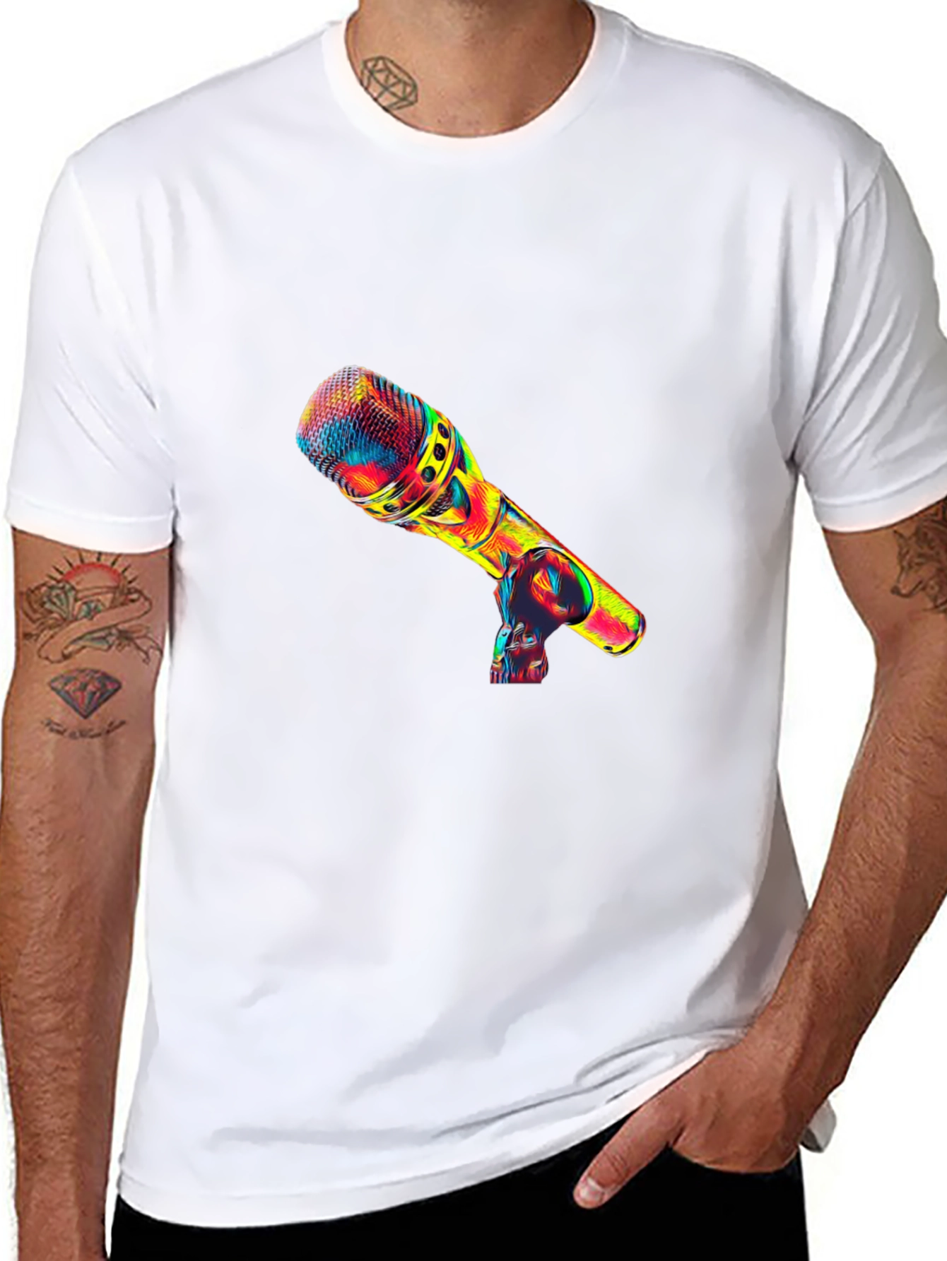 Psychedelic Microphone Graphic T-Shirt