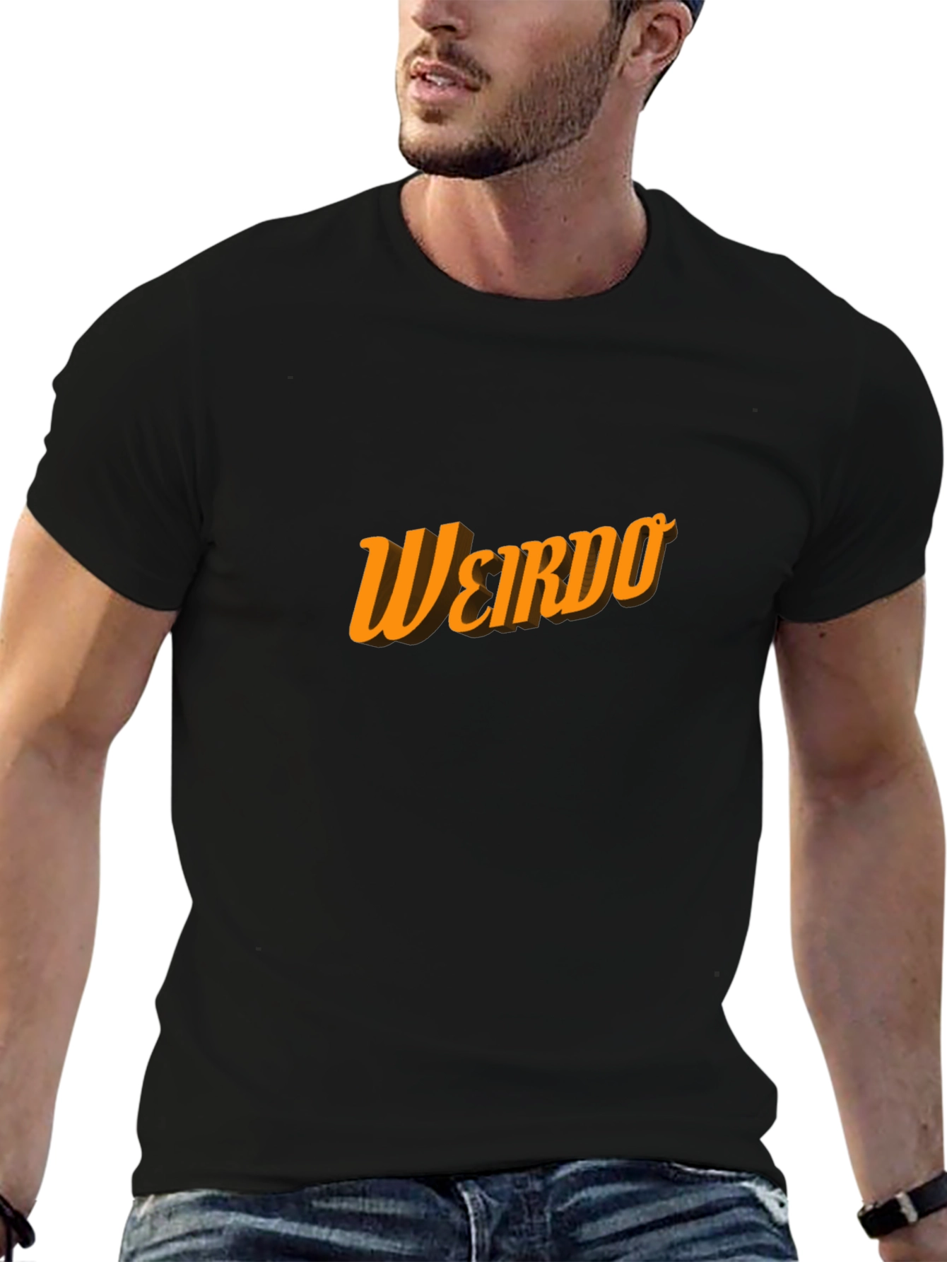 Weirdo Graphic Print Black Crew Neck T-Shirt
