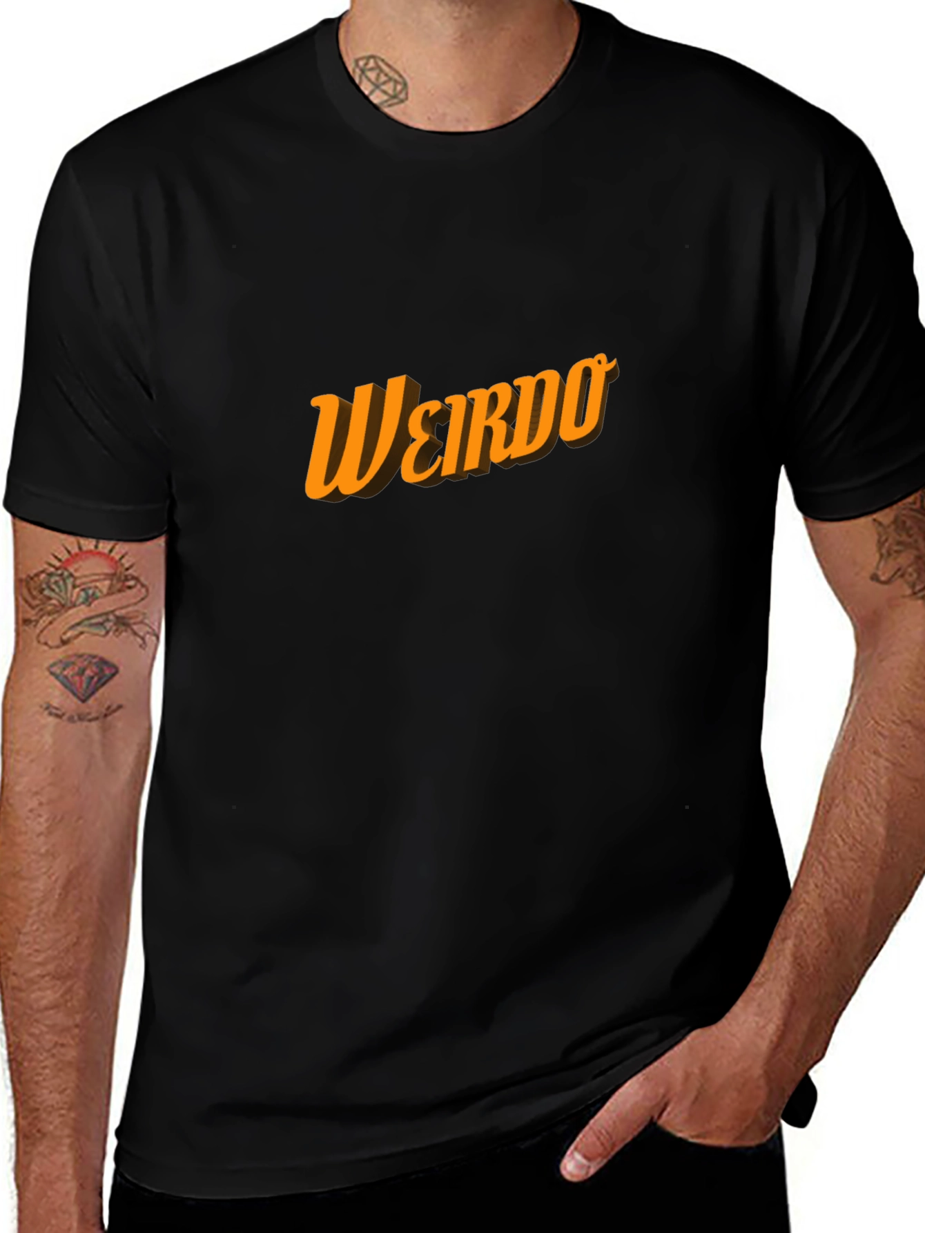 Weirdo Graphic Print Black Crew Neck T-Shirt