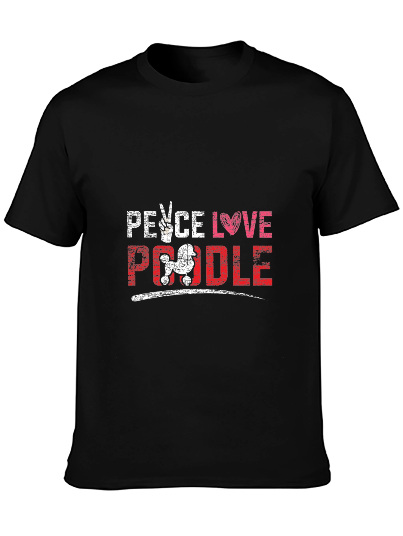 Peace Love Poodle T-Shirt Black