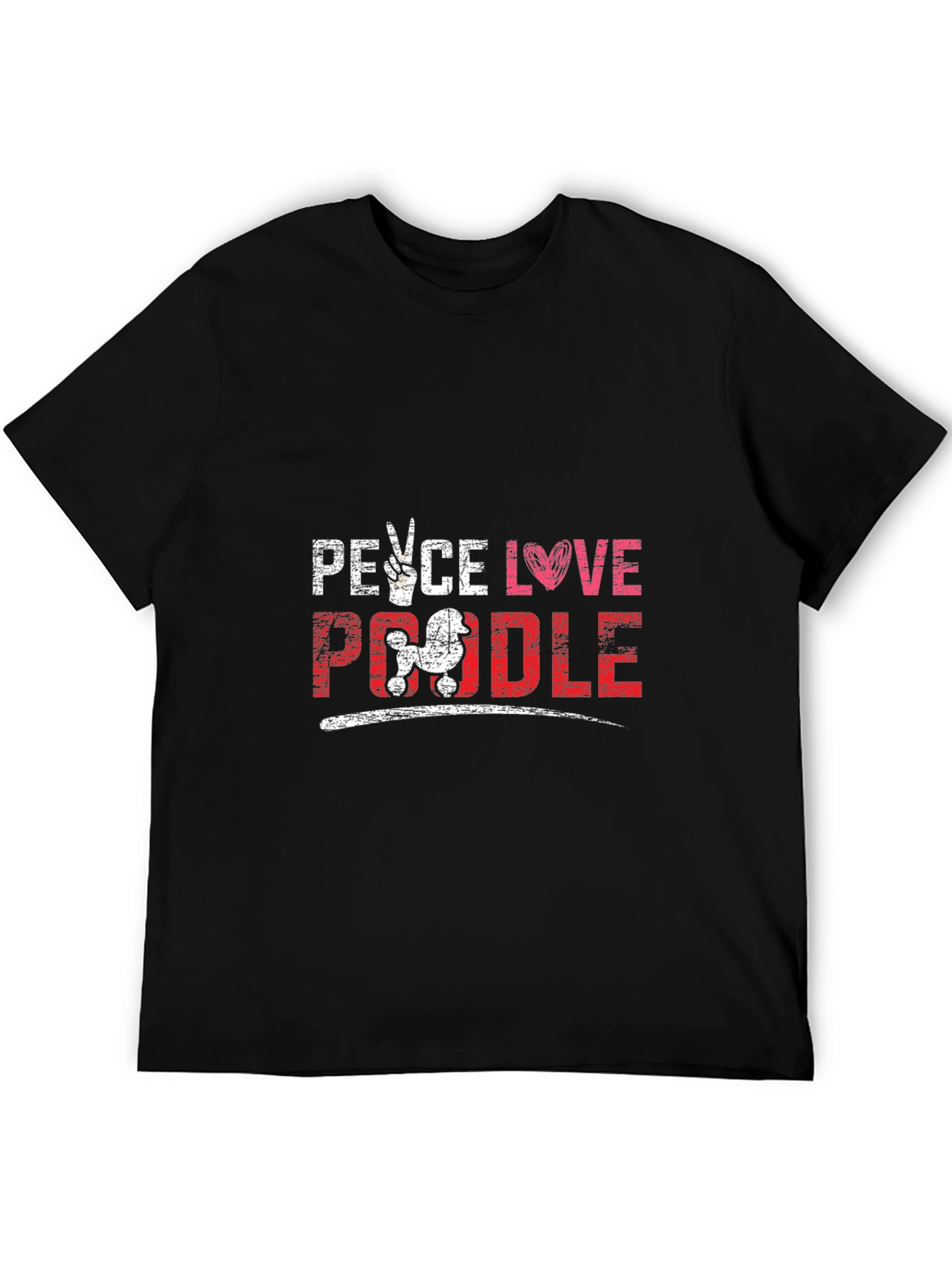 Peace Love Poodle T-Shirt Black