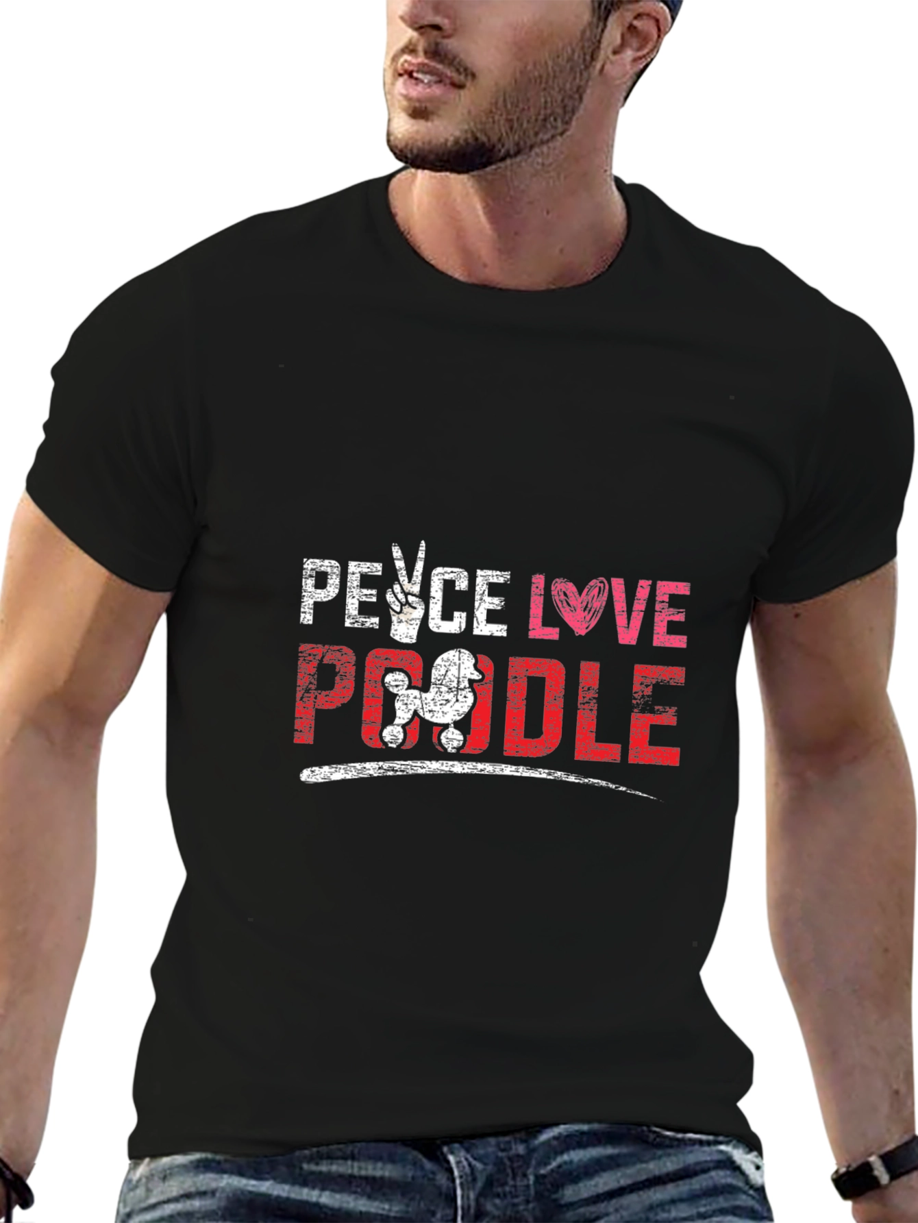 Peace Love Poodle T-Shirt Black