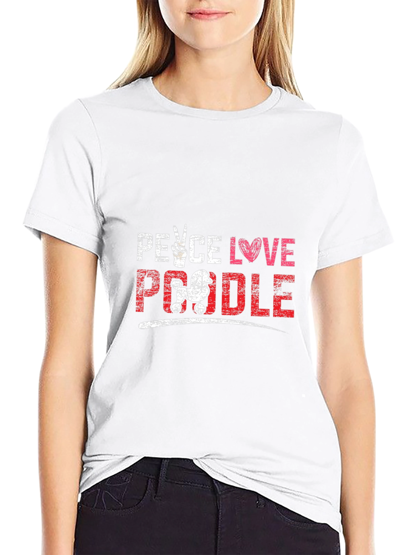 Peace Love Poodle T-Shirt Black