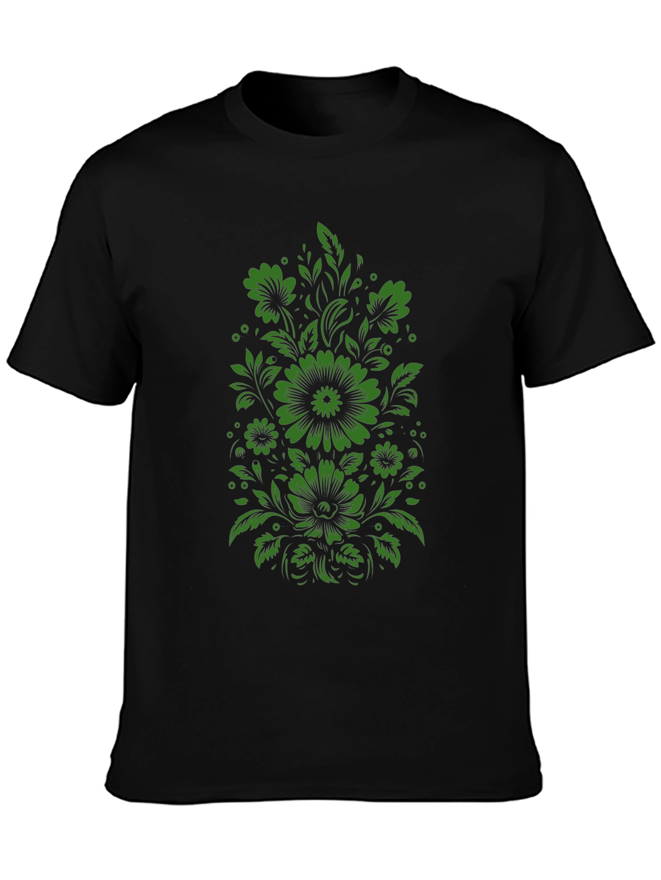 Floral Graphic Print Tee - Mens Black T-Shirt