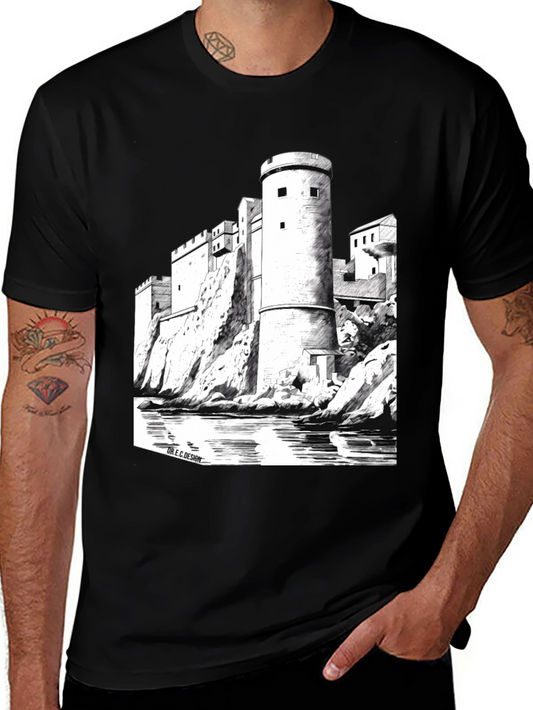Castle Graphic Black T-Shirt | Unique Design Tee