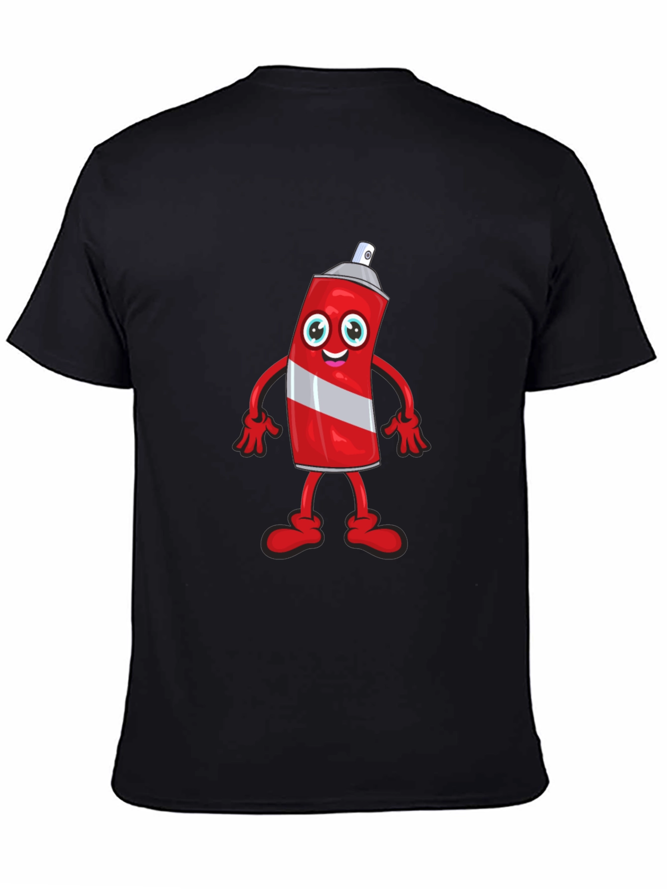 Cartoon Spray Paint Can Black T-Shirt