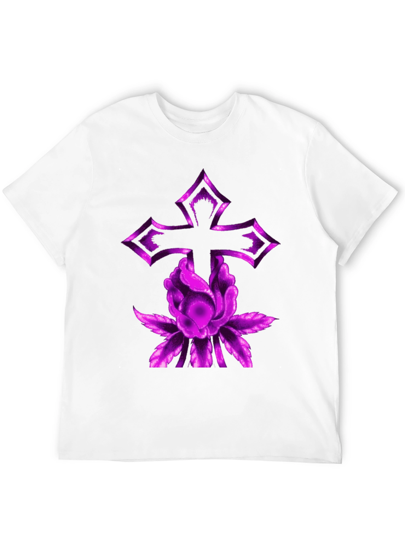 Purple Cross & Flower Graphic Tee
