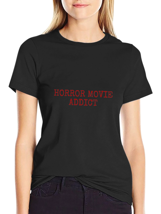 Horror Movie Addict Black Graphic T-Shirt