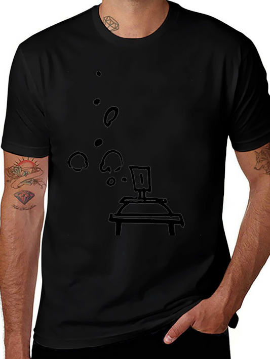 Black Tee with Artistic Bubbling Lab Still Life Print