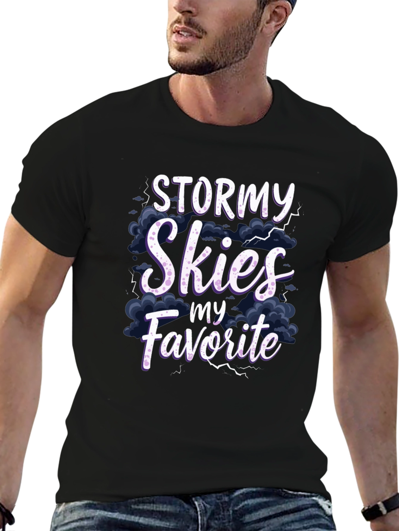 Stormy Skies Favorite Black Graphic T-Shirt