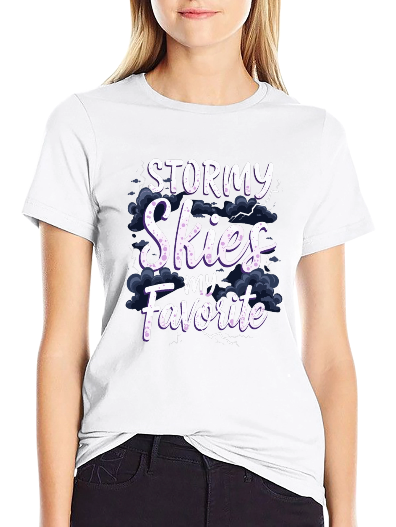 Stormy Skies Favorite Black Graphic T-Shirt
