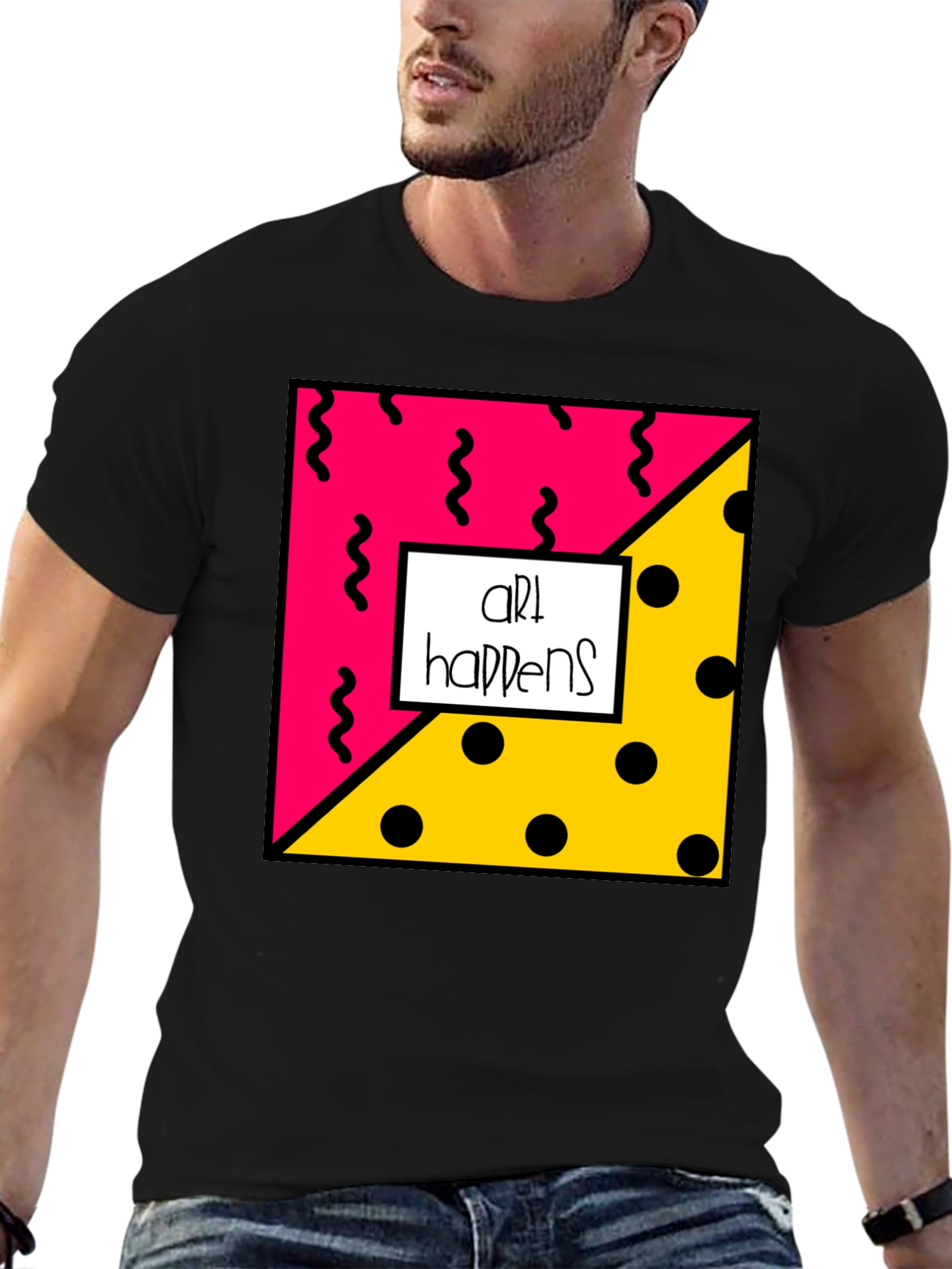 Art Happens Graphic Tee - Black Cotton T-Shirt