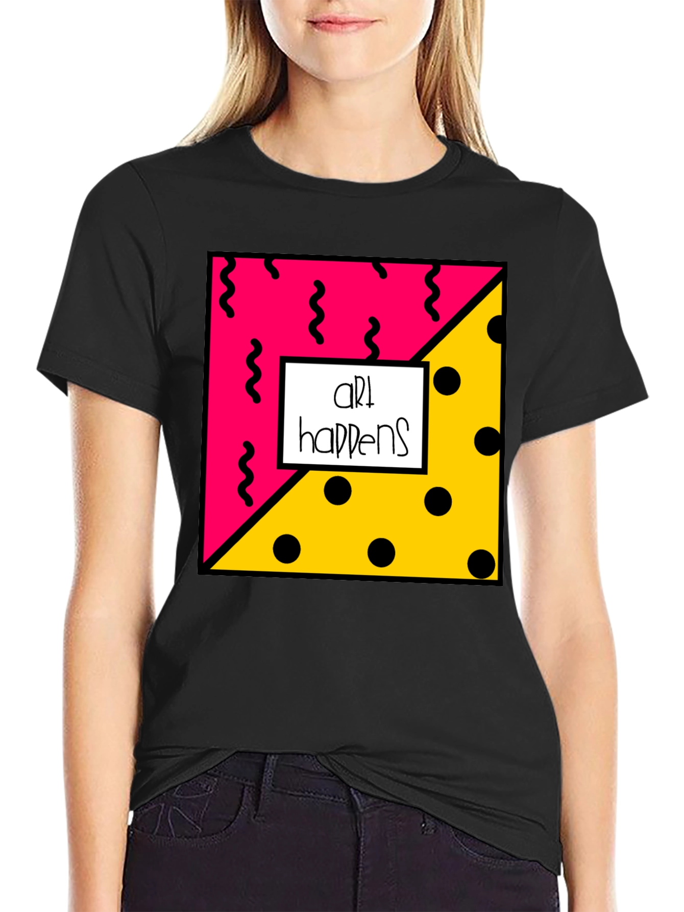 Art Happens Graphic Tee - Black Cotton T-Shirt