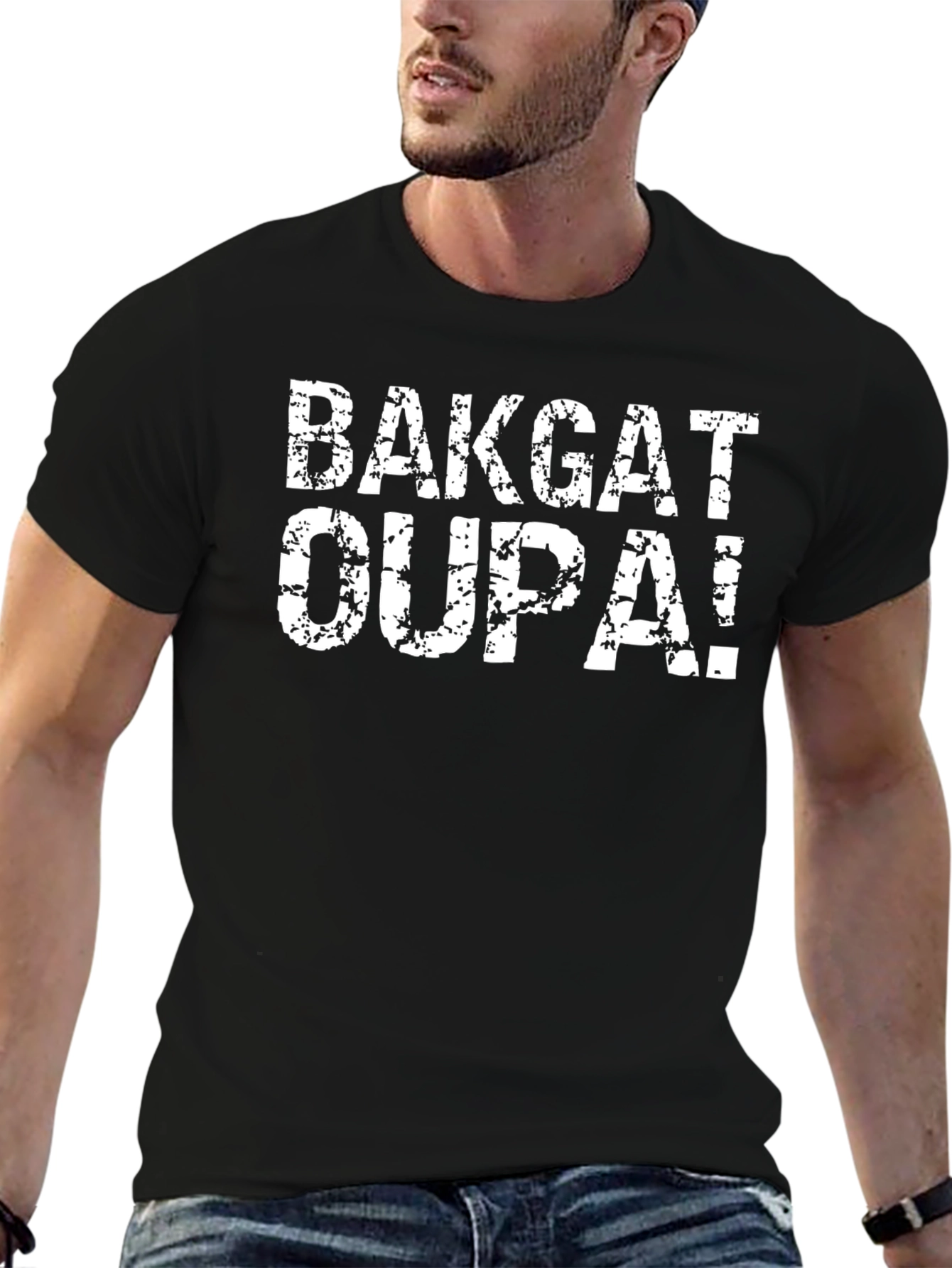 BAKGAT OUPA! Black Graphic T-Shirt