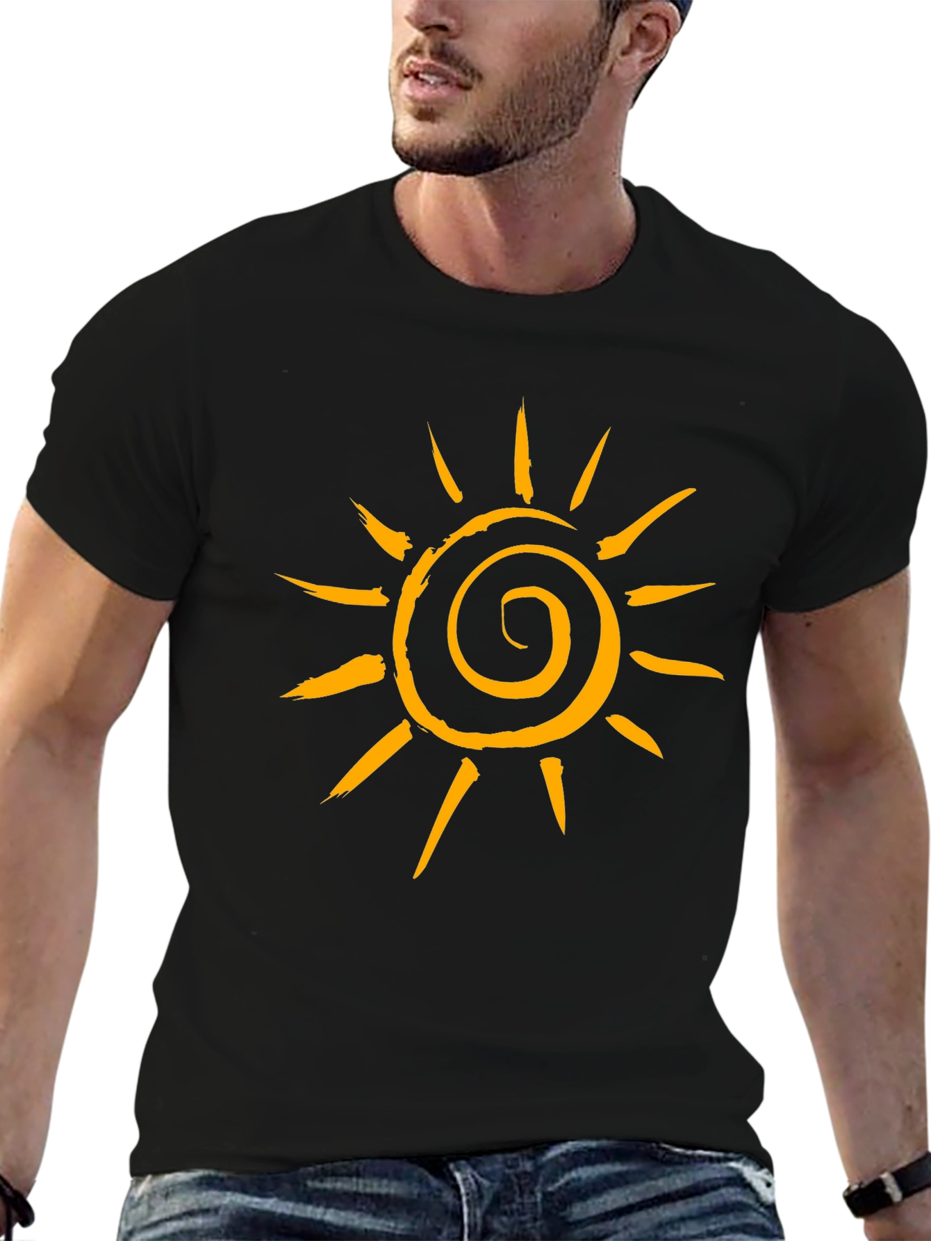 Sun Graphic T-Shirt - Black Cotton Tee