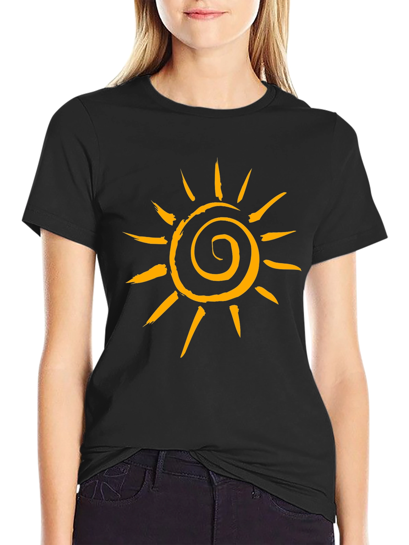 Sun Graphic T-Shirt - Black Cotton Tee