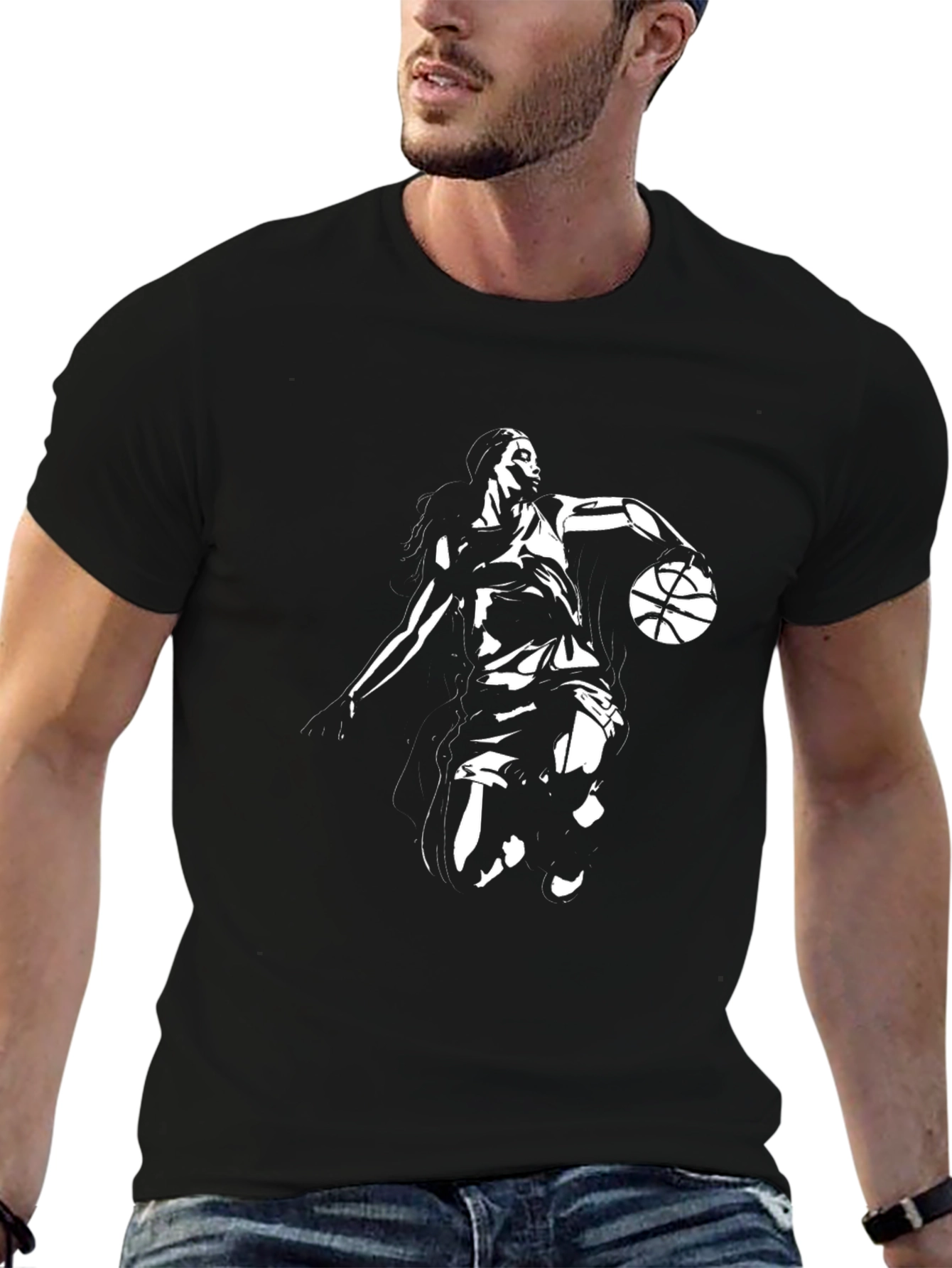 Basketball Player Graphic Black T-Shirt
