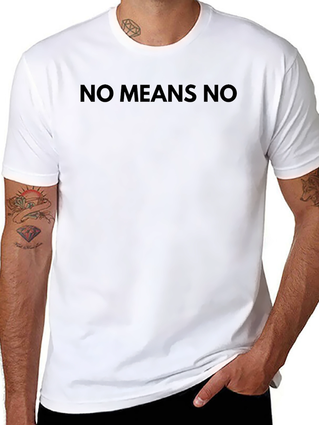 No Means No - Black Crew Neck Tee