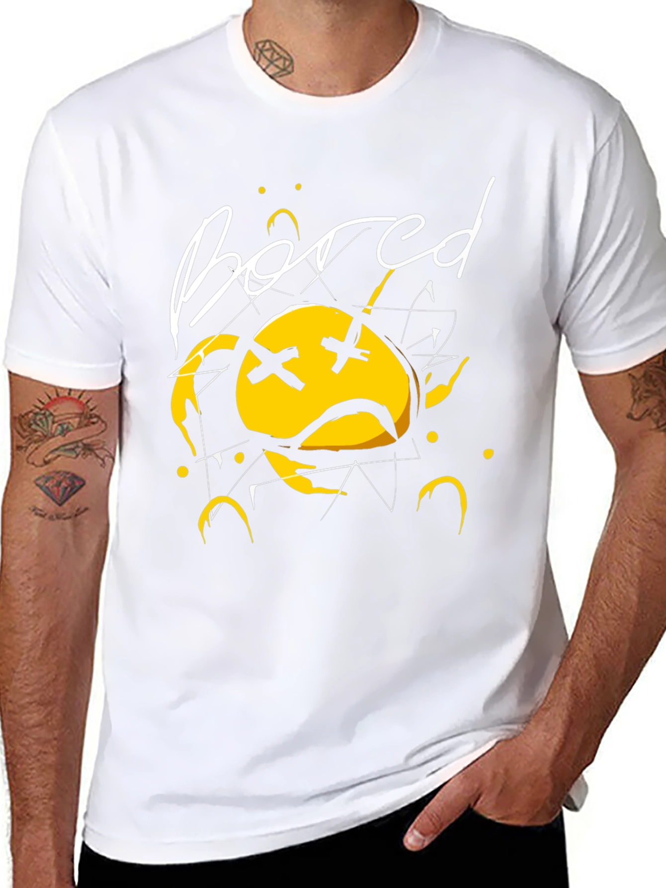 Bored Face Graphic T-Shirt - Stylish Black Tee
