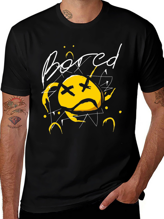 Bored Face Graphic T-Shirt - Stylish Black Tee
