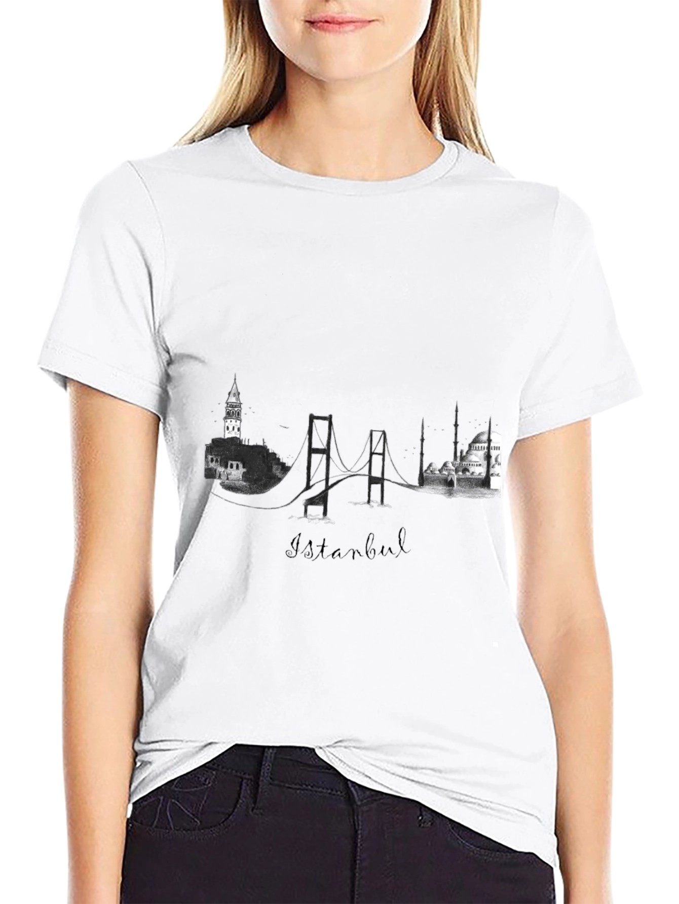 Istanbul Skyline Black T-Shirt