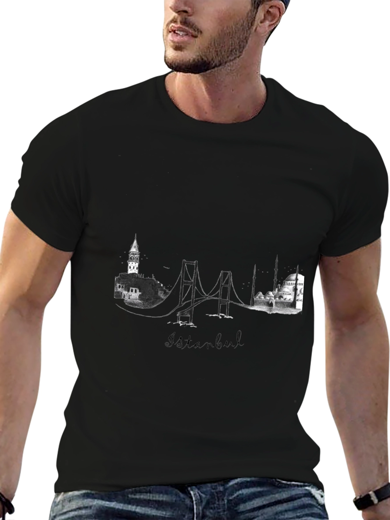 Istanbul Skyline Black T-Shirt