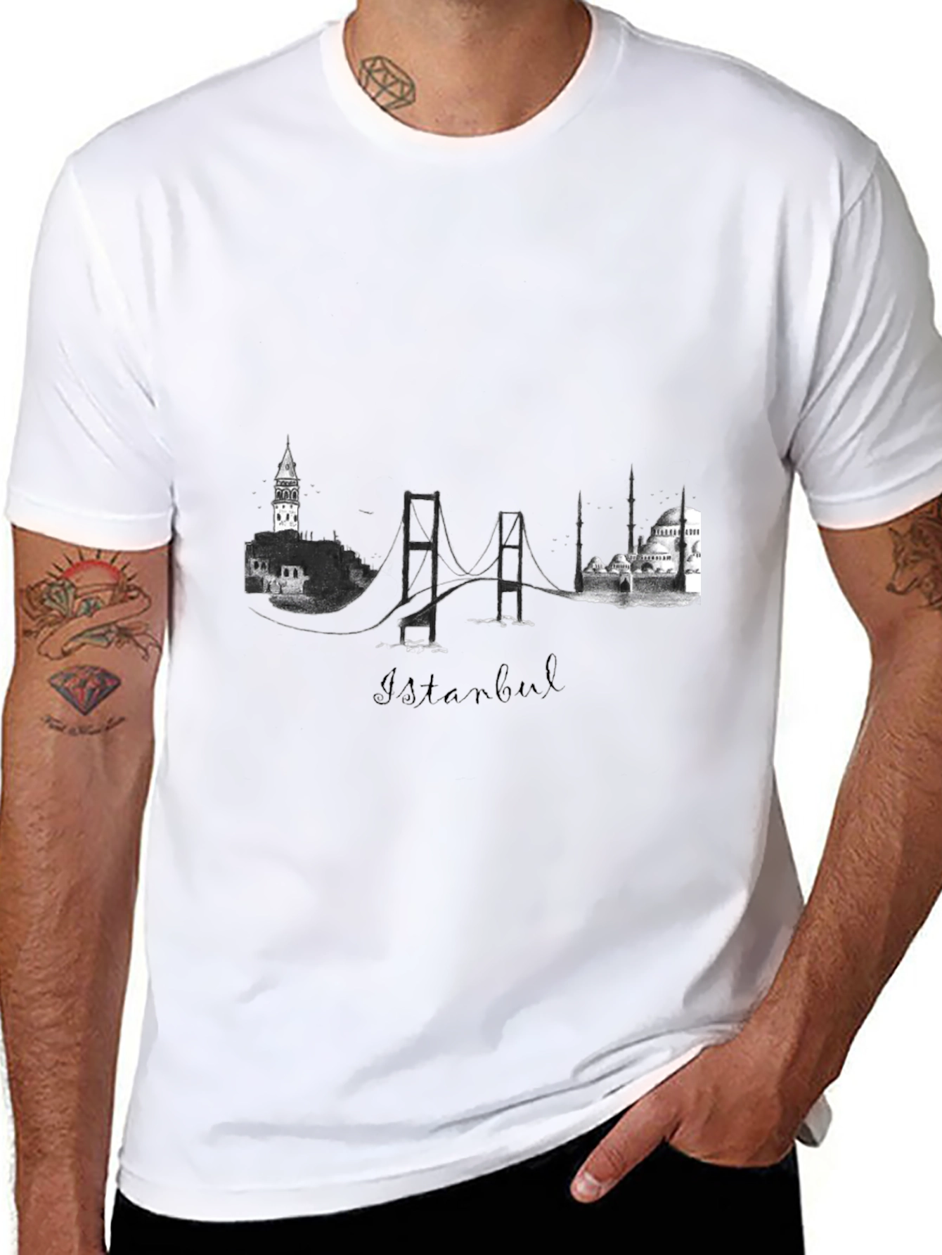 Istanbul Skyline Black T-Shirt