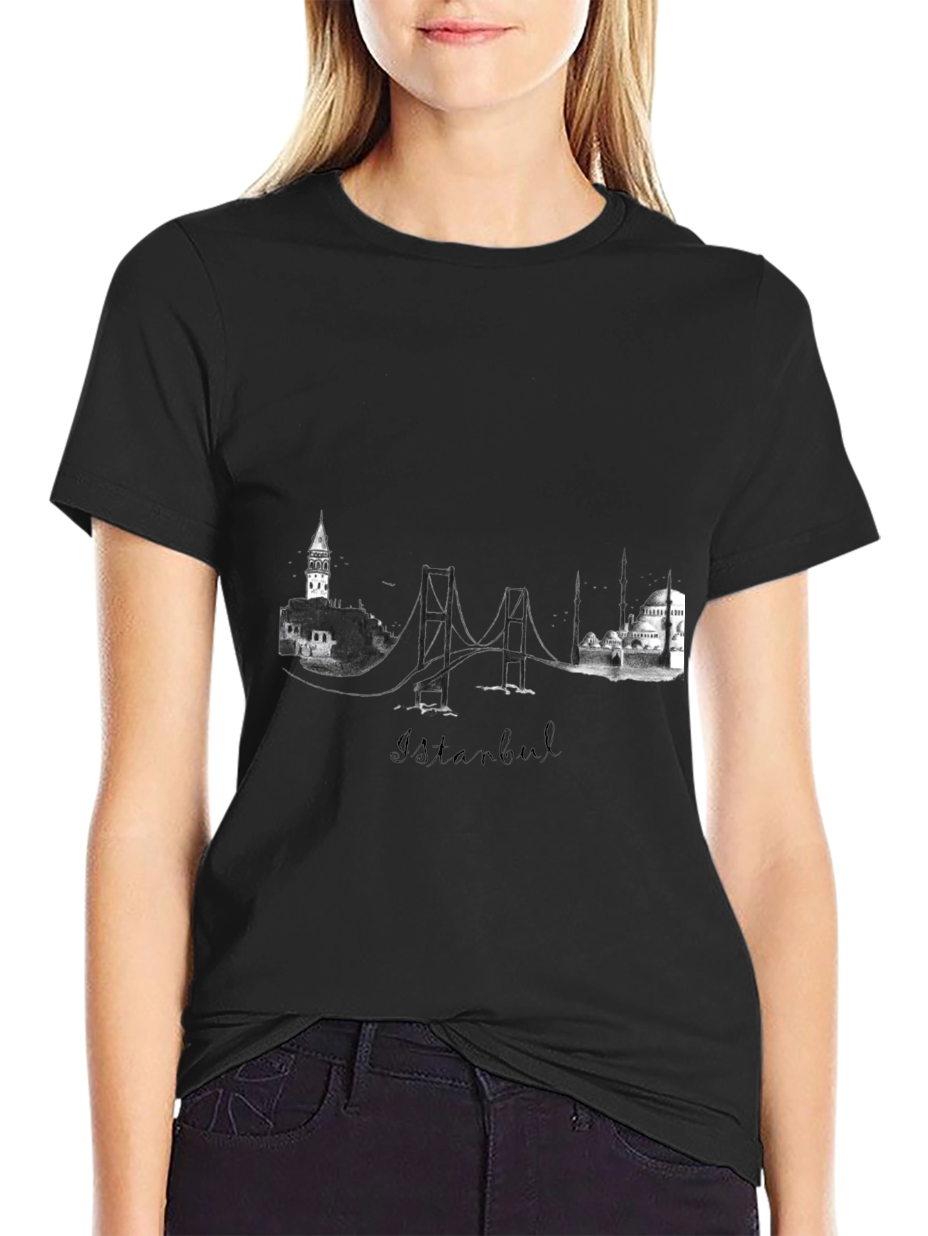 Istanbul Skyline Black T-Shirt