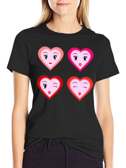 Heart Faces Graphic Tee - Fun Unique Design