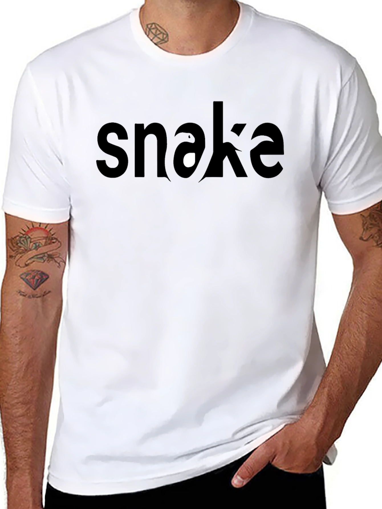 Snake Graphic Tee - Stylish Mens Black T-Shirt