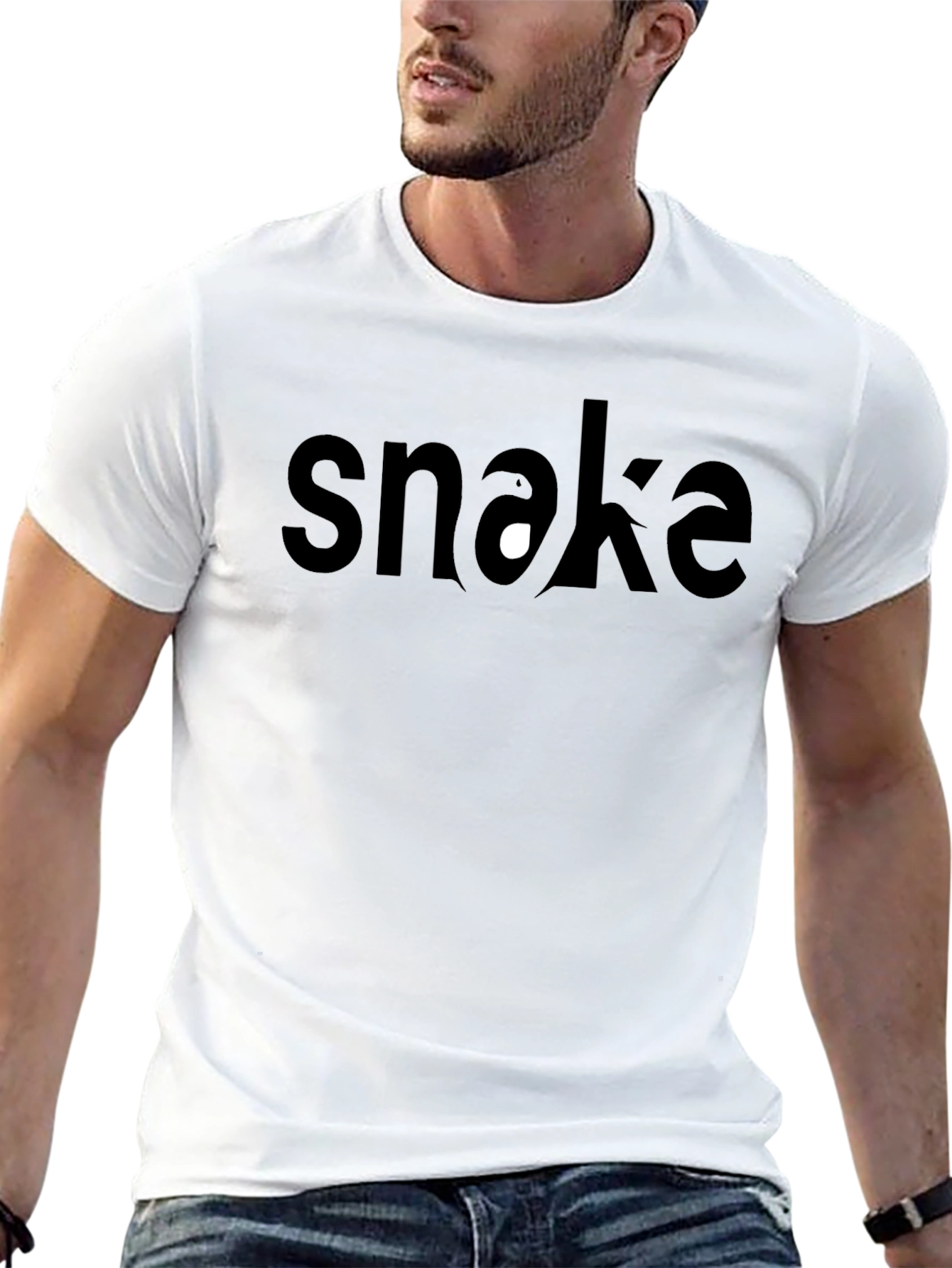 Snake Graphic Tee - Stylish Mens Black T-Shirt