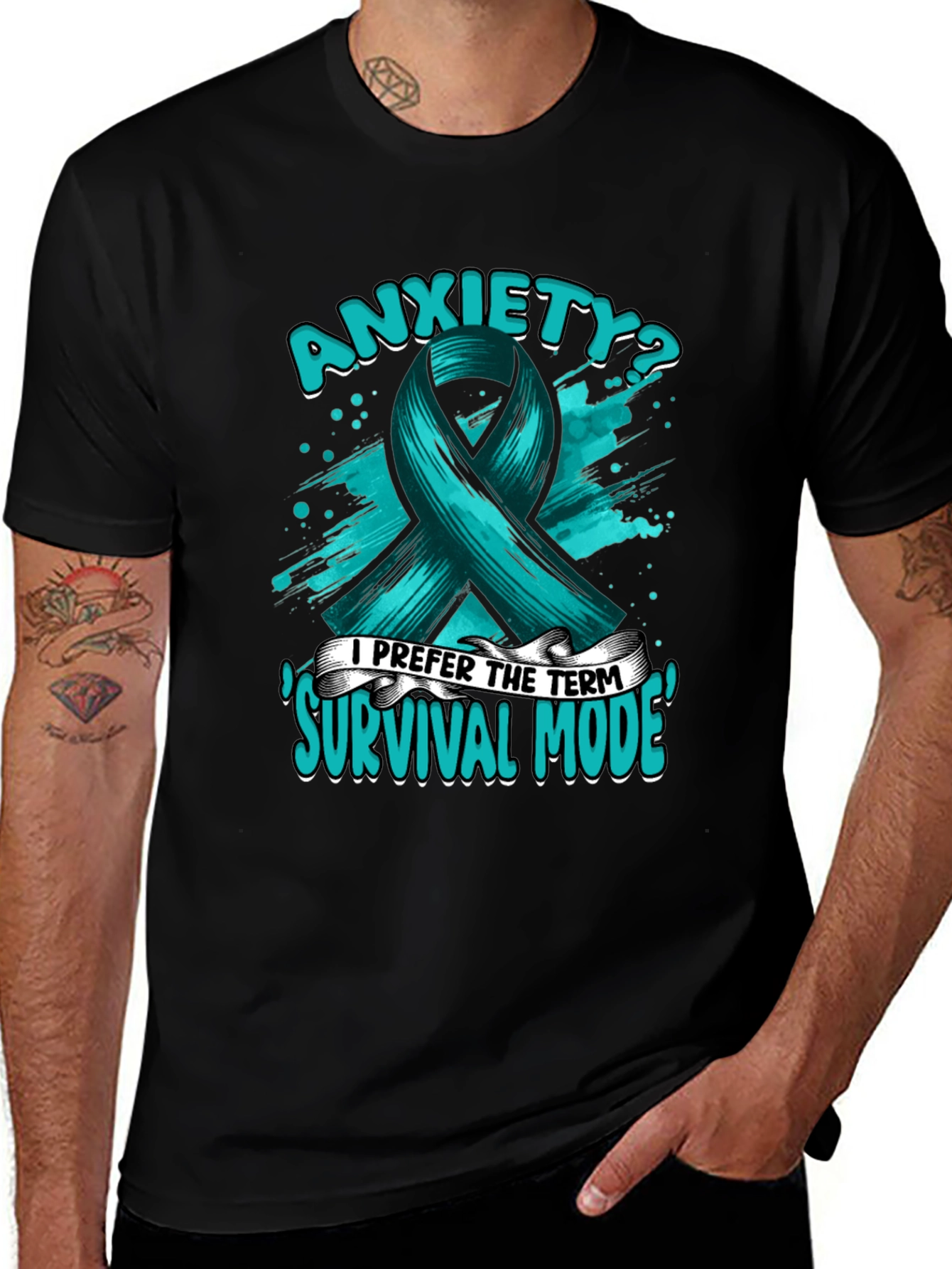 Anxiety Survival Mode Ribbon Graphic T-Shirt