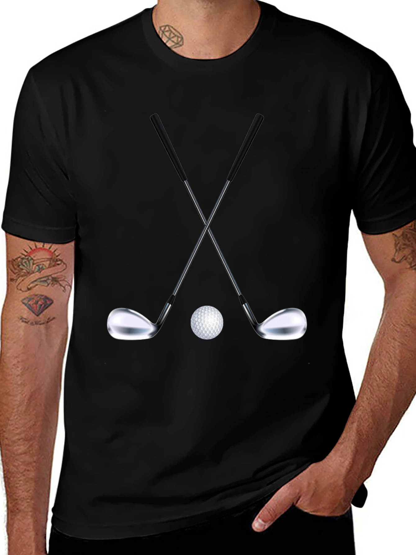 Golf Club Crossed T-Shirt - Black