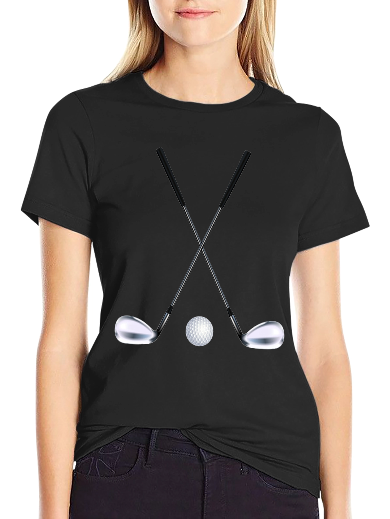 Golf Club Crossed T-Shirt - Black