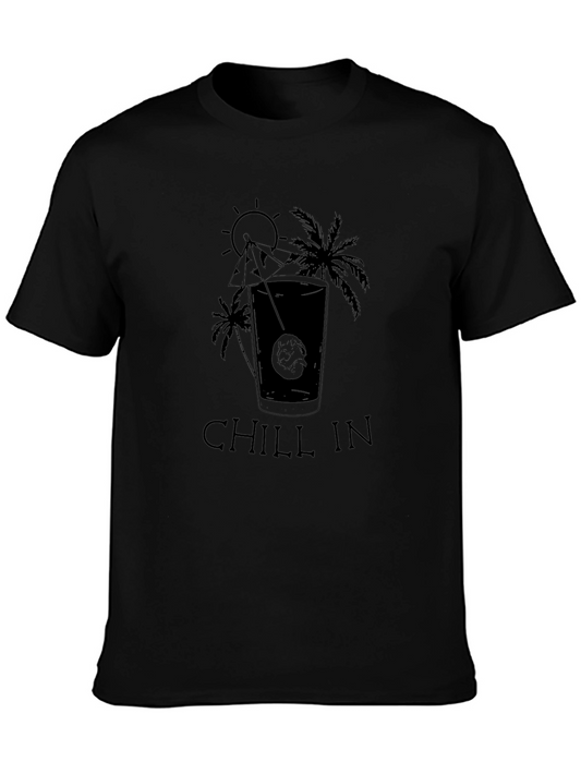 Chill In Paradise Black Graphic T-Shirt