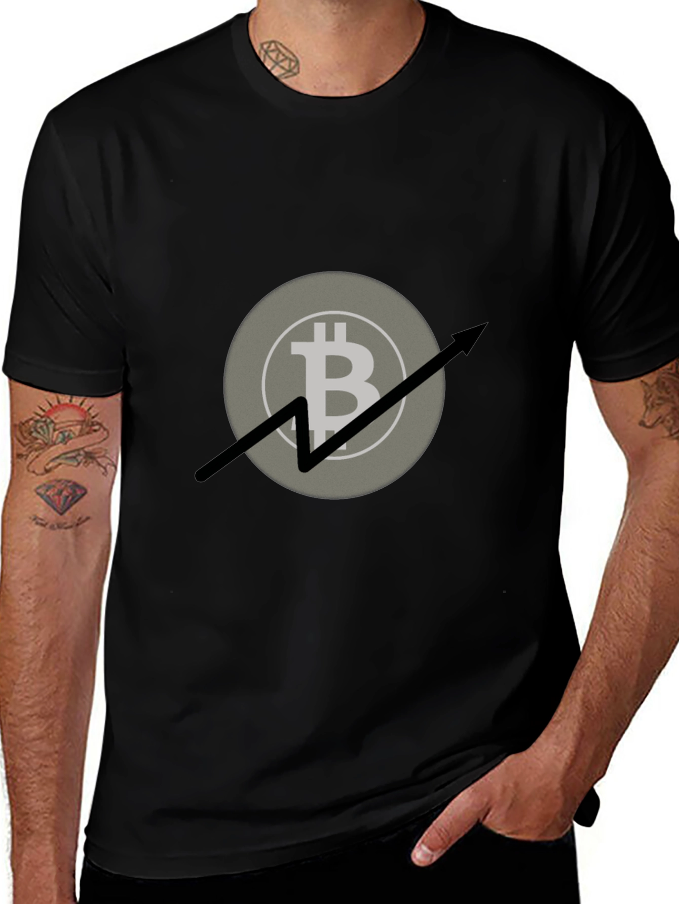 Bitcoin Upward Trend Graphic Tee - Black