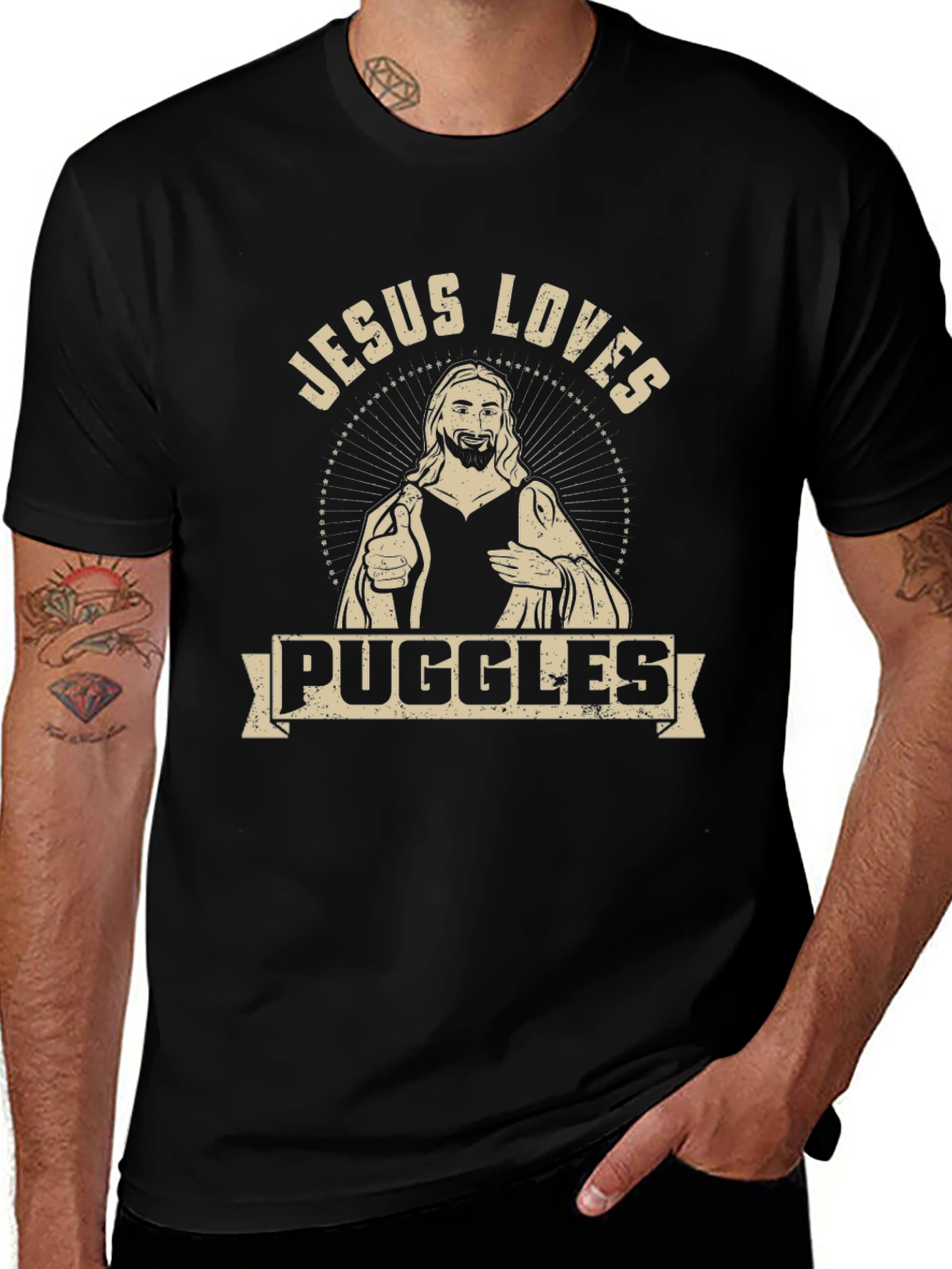 Jesus Loves Puggles Graphic T-Shirt