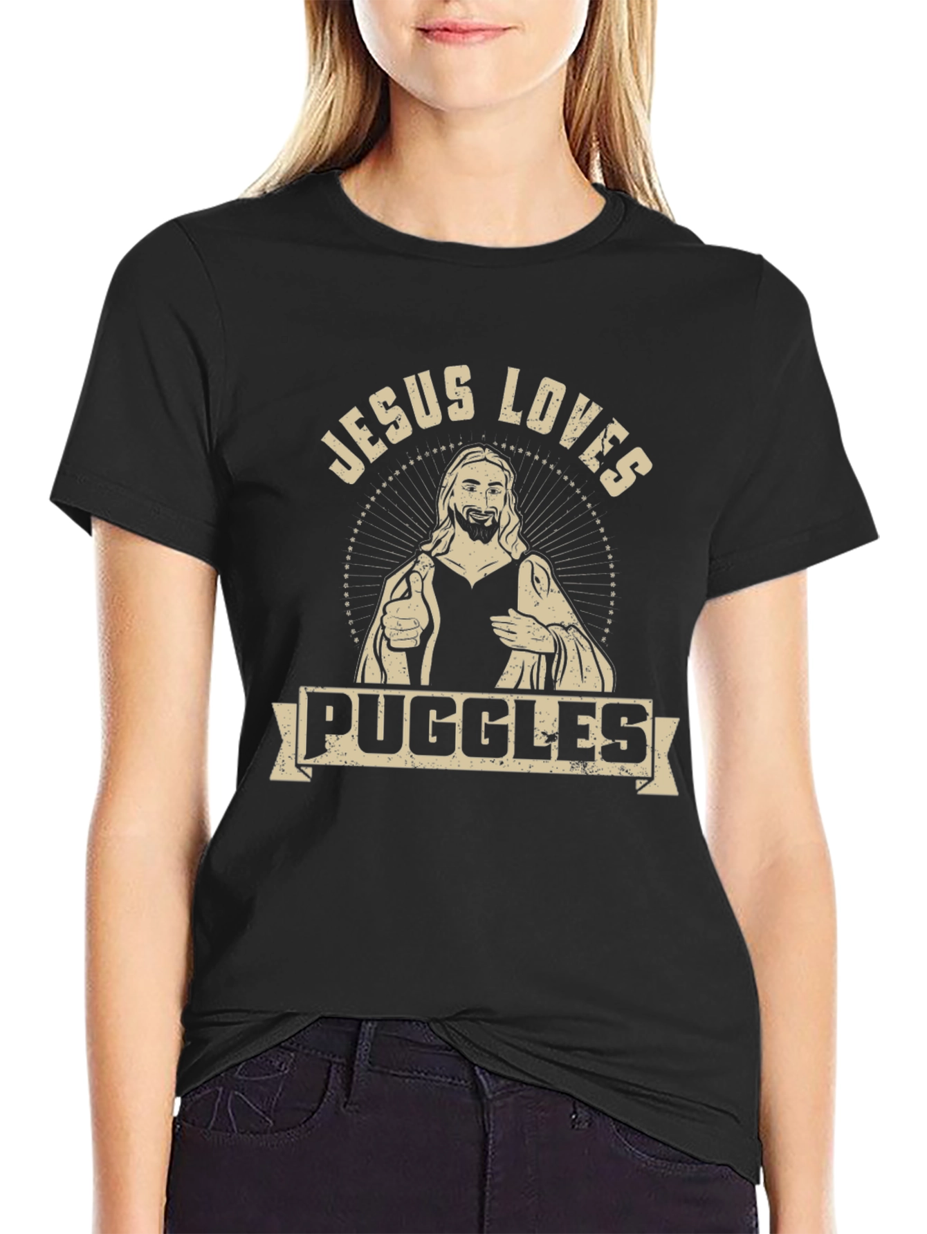 Jesus Loves Puggles Graphic T-Shirt
