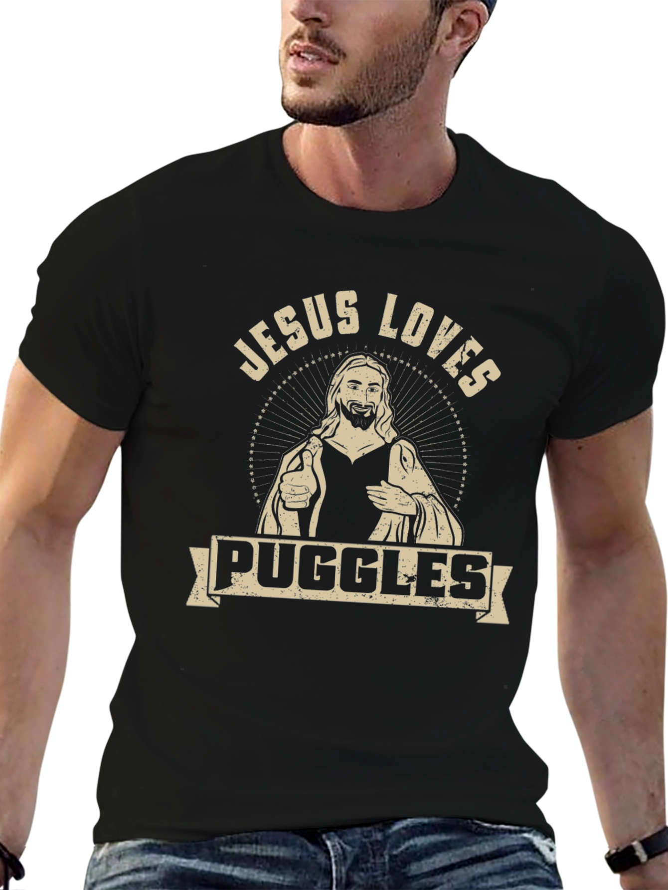 Jesus Loves Puggles Graphic T-Shirt
