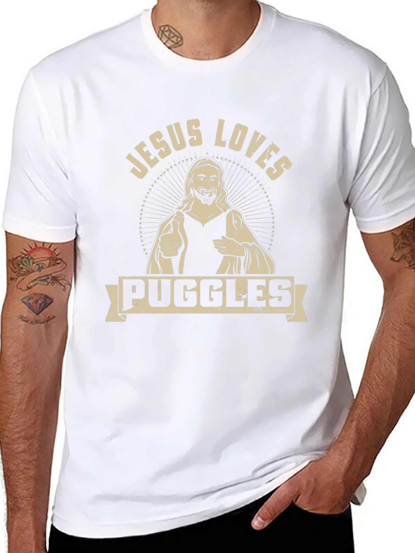 Jesus Loves Puggles Graphic T-Shirt