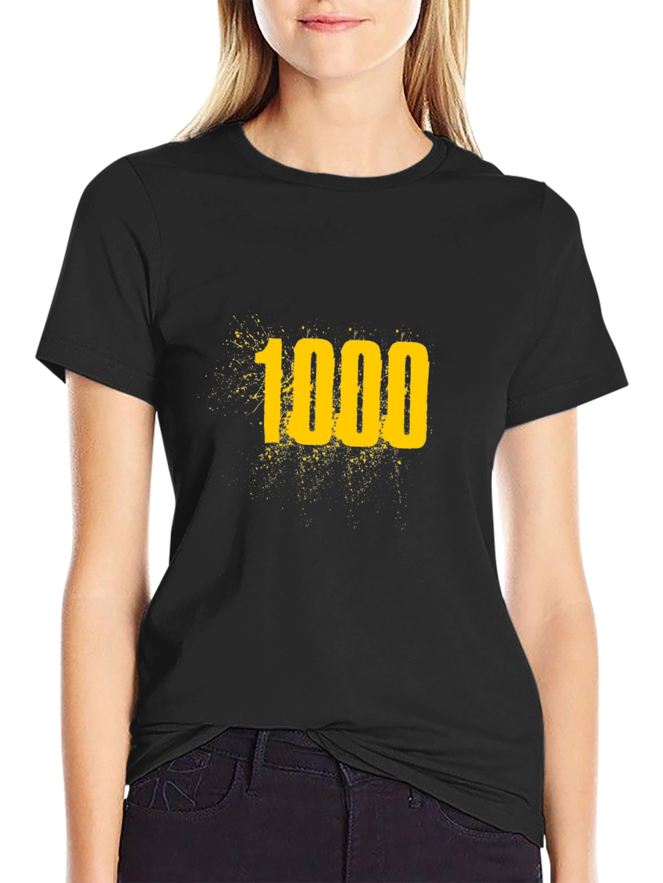 1000 Graphic Tee - Black Cotton T-Shirt