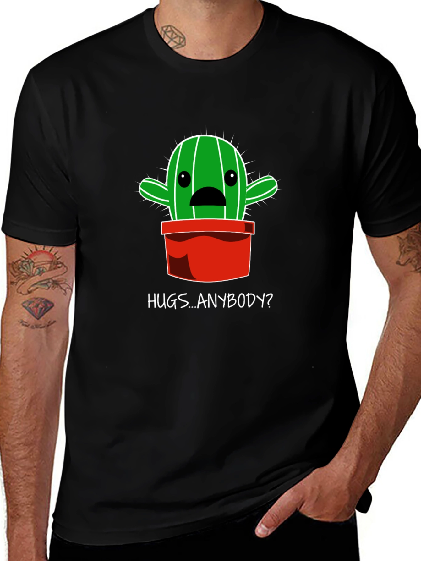 Hugs Anybody? Cactus Graphic T-Shirt